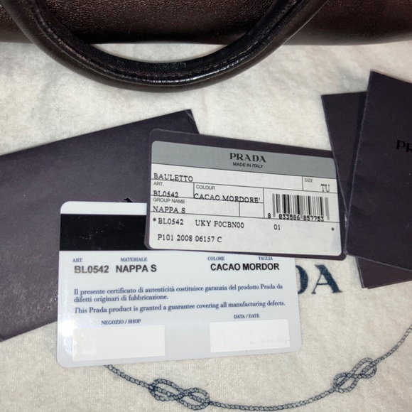 Authentic PRADA BAULETTO Purse Colour CACAO Mordore BL0542 Rare w/ Certificate - Picture 12 of 16